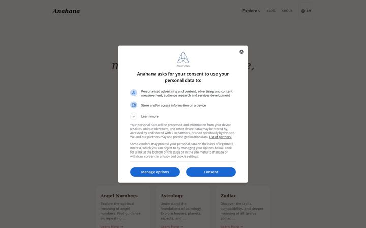 Screenshot of anahana.com