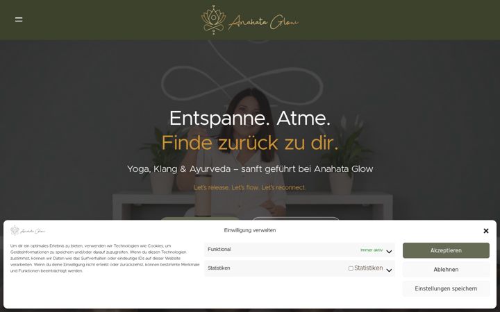 Screenshot of anahataglow.com