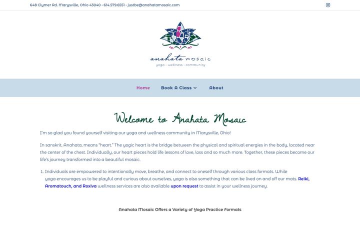 Screenshot of anahatamosaic.com