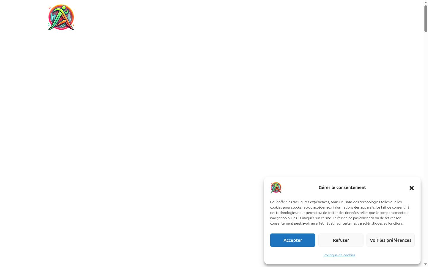 Captura de ecrã do banner de consentimento apresentado antes de qualquer interação