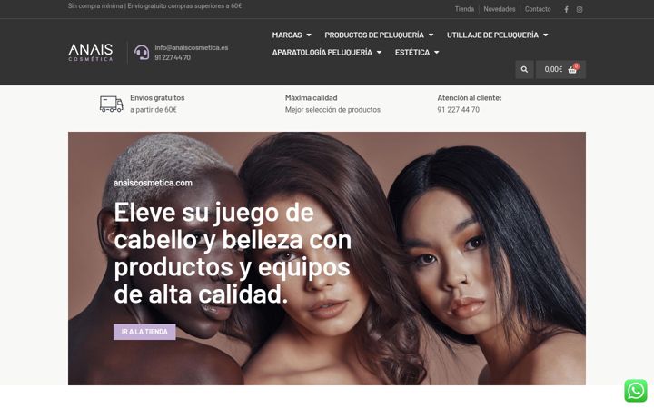 Screenshot of anaiscosmetica.com