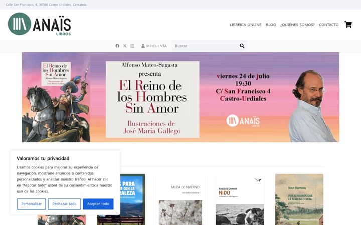 Screenshot of anaislibros.com