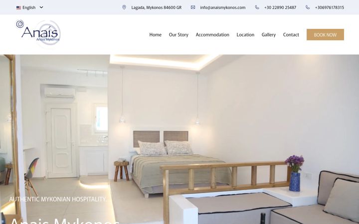 Screenshot of anaismykonos.com