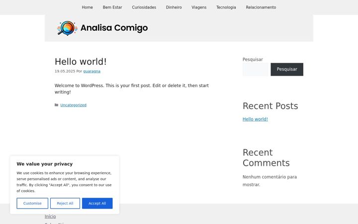 Skjermbilde av analisacomigo.com.br