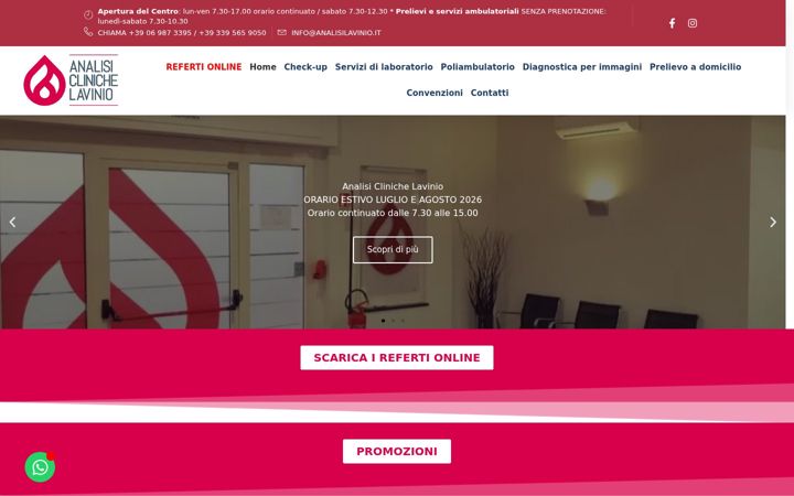 Skärmbild av analisilavinio.it