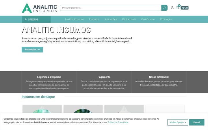 Skjermbilde av analiticinsumos.com.br