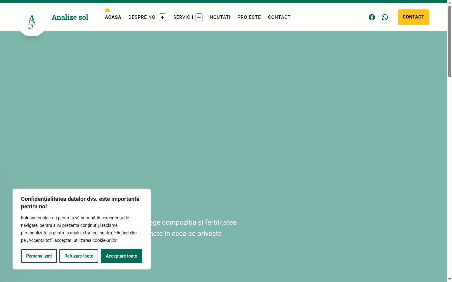 Captura de pantalla del banner de consentimiento mostrado antes de cualquier interacción