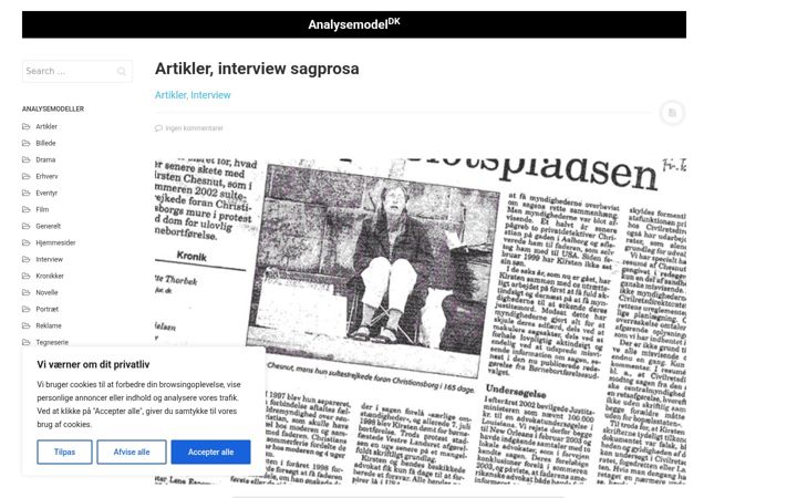 Screenshot stránky analysemodel.dk