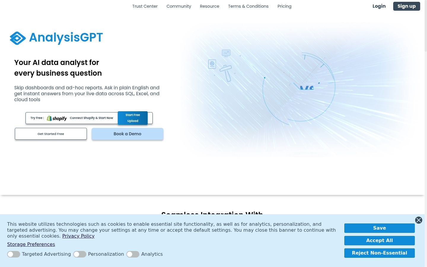 Screenshot del banner di consenso mostrato prima di qualsiasi interazione