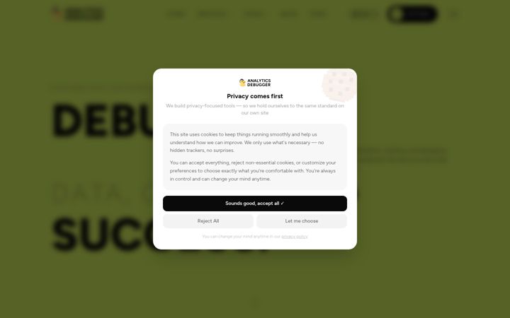 Screenshot di analytics-debugger.com