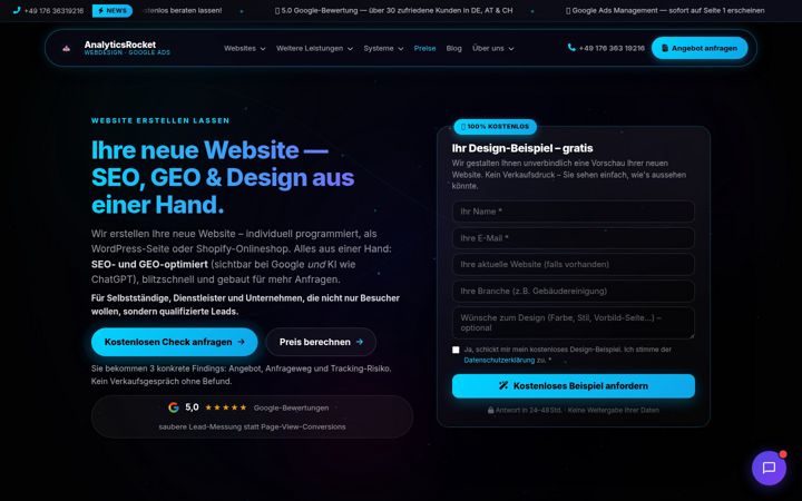 Screenshot of analytics-rocket.de