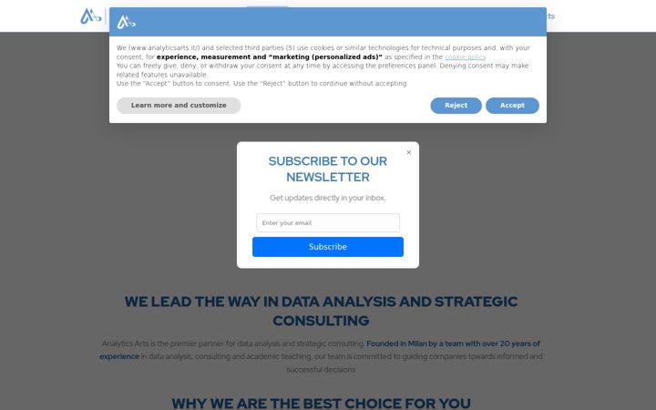 Екранна снимка на analyticsarts.it