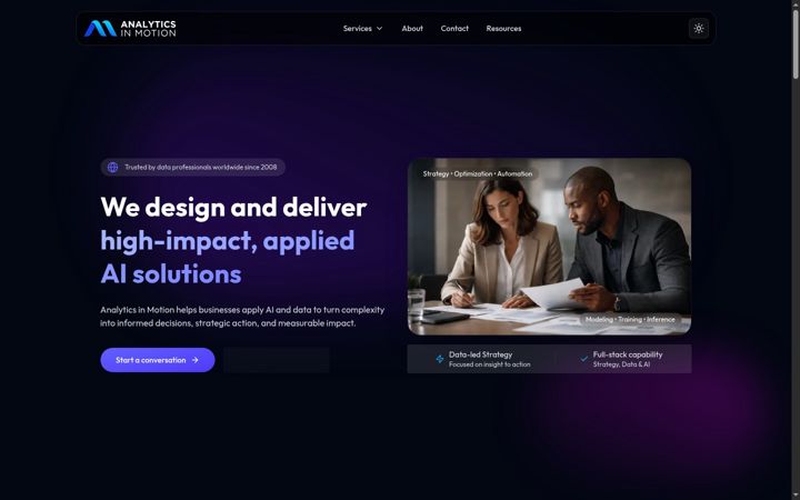 Screenshot of analyticsinmotion.com