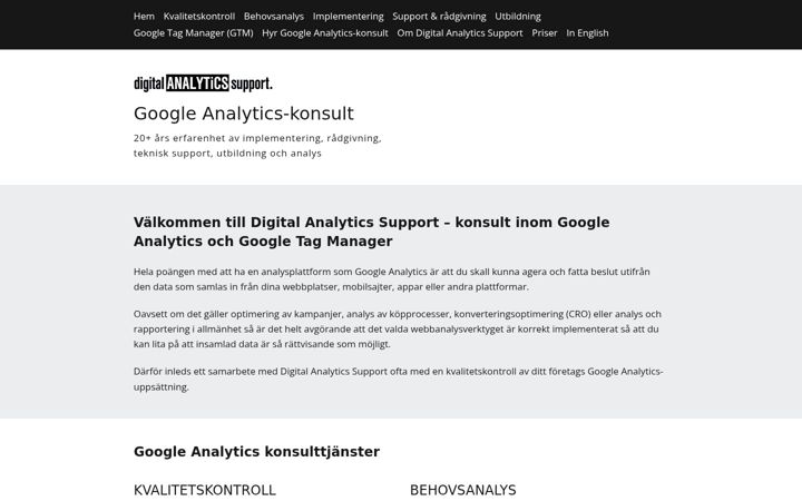 Screenshot of analyticssupport.se