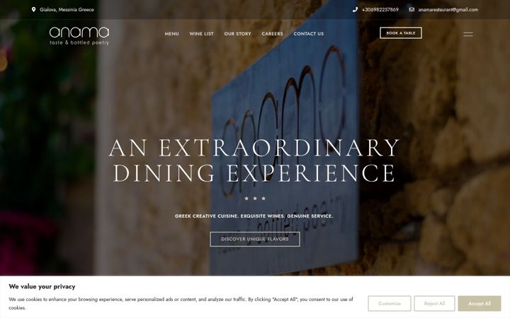 Screenshot of anamarestaurant.gr
