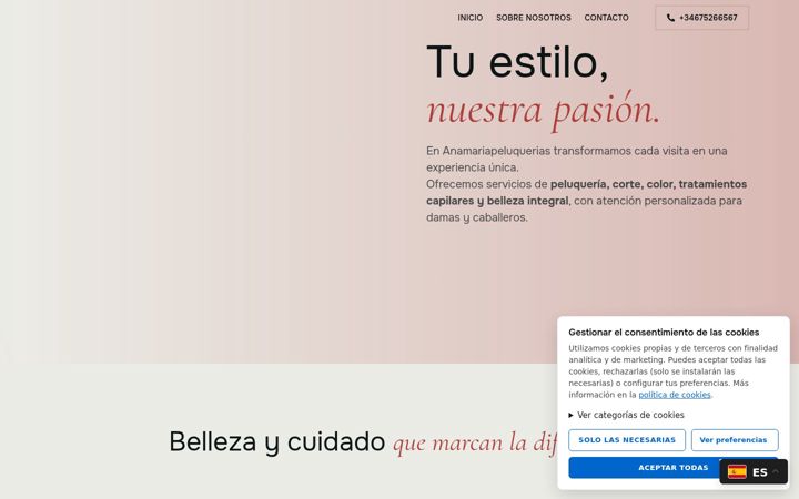 Screenshot of anamariapeluquerias.com