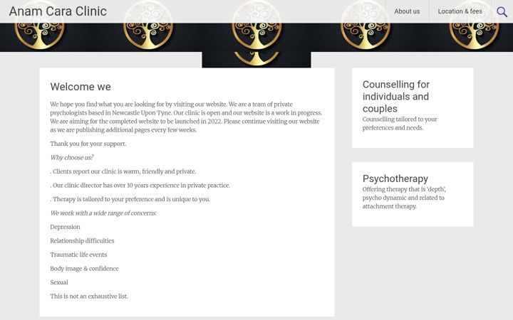 Screenshot of anamcaraclinic.com