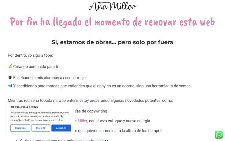 Screenshot of anamiller.net
