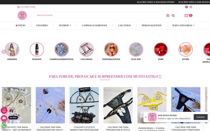 Captura de pantalla de anamodaintima.com.br