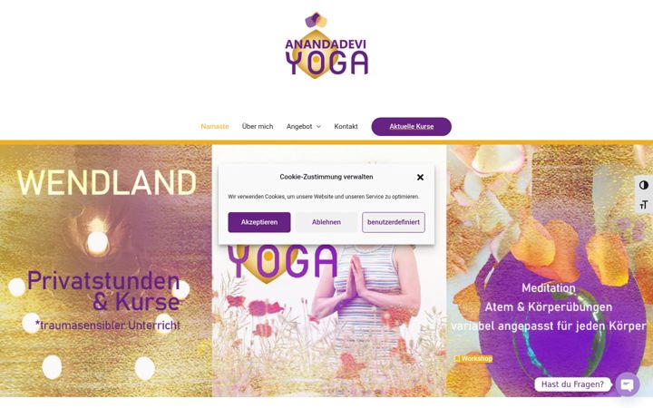Screenshot of anandadeviyoga.de