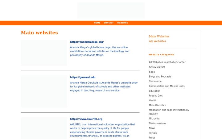 Skärmbild av anandamarga.net
