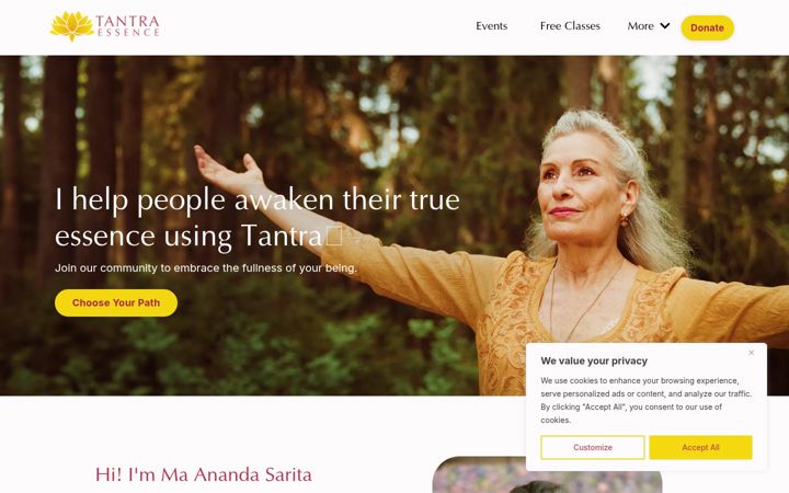 Screenshot of anandasarita.com