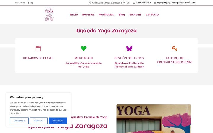 Screenshot of anandayogazaragoza.es