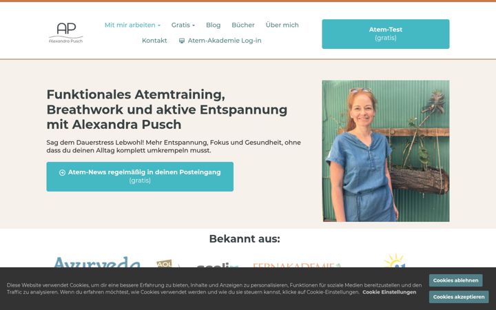Screenshot of anandi-yoga.de