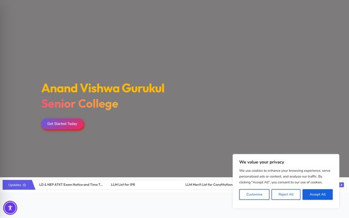 Screenshot of anandvishwagurukul.com
