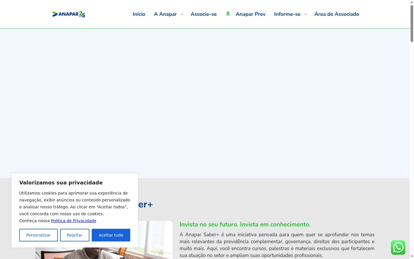 Screenshot of the consent banner shown before any interaction