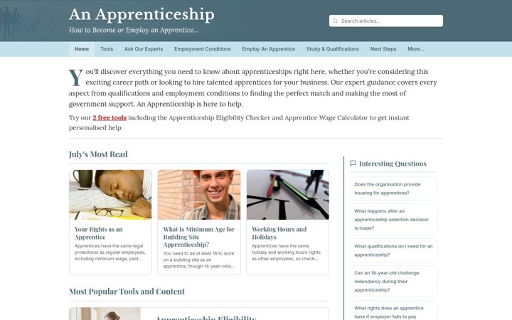 Screenshot of anapprenticeship.co.uk