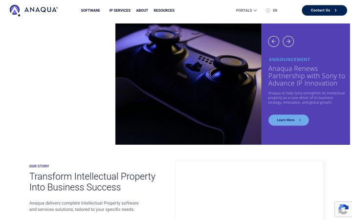 Kuvakaappaus sivustosta anaqua.com