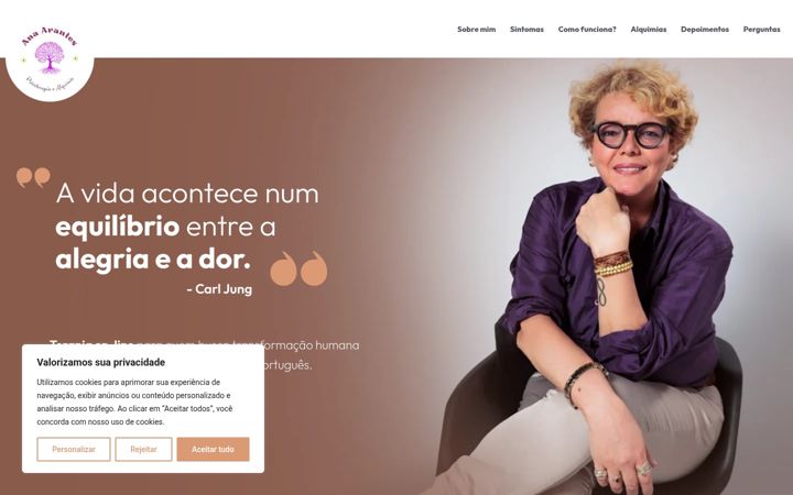 Screenshot of anarantespsicoalquimista.com.br