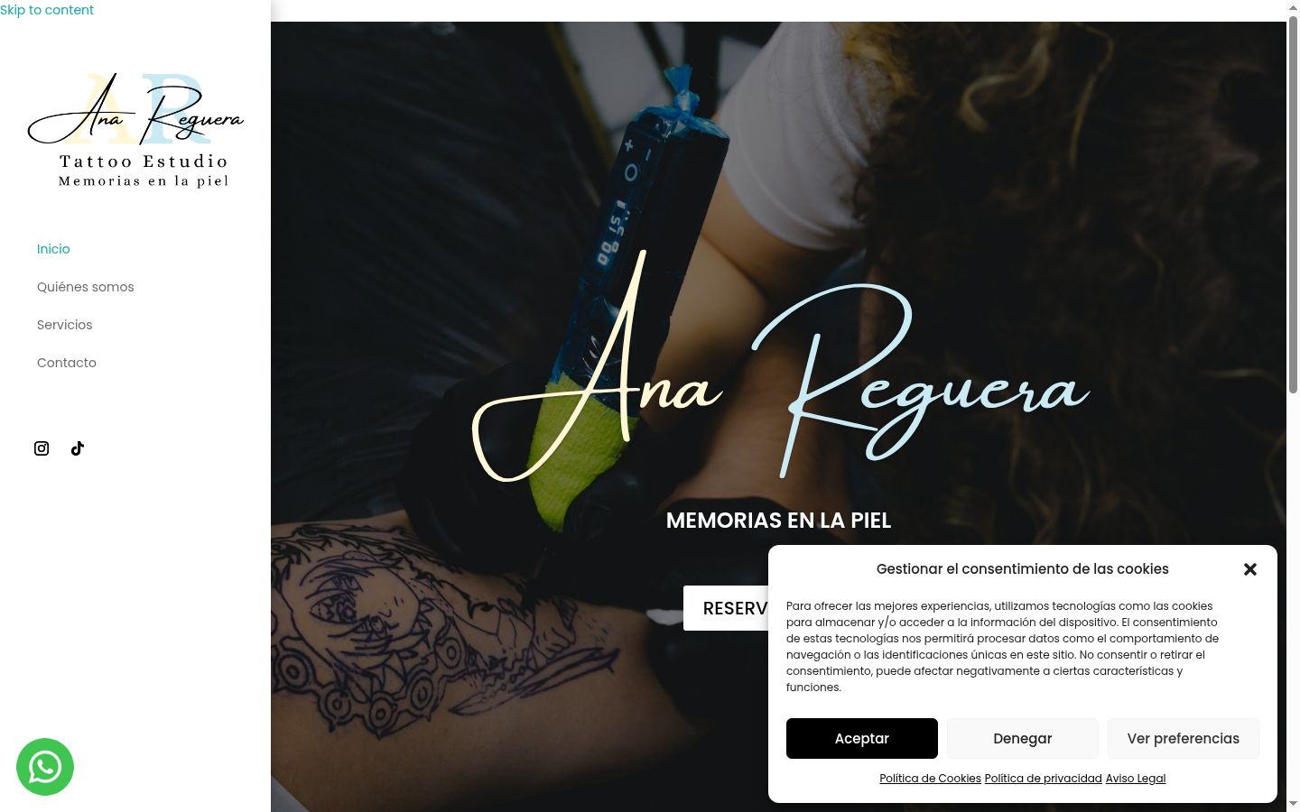 Captura de ecrã do banner de consentimento apresentado antes de qualquer interação