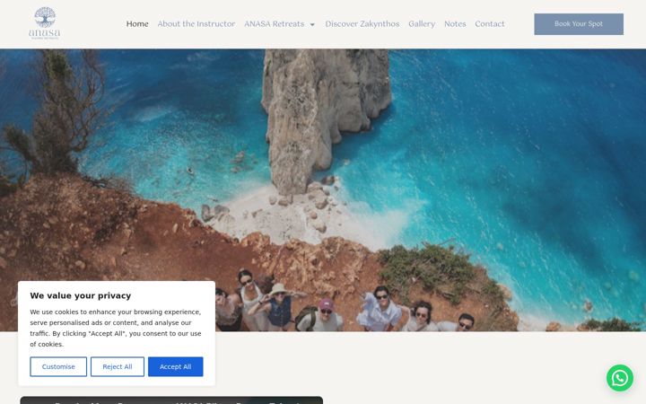 Screenshot of anasapilatesretreats.com