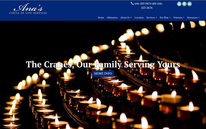 Screenshot of anascircleoflifefunerals.com
