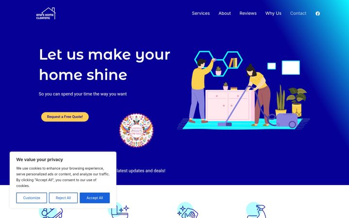 Screenshot of anashomecleaningservices.com