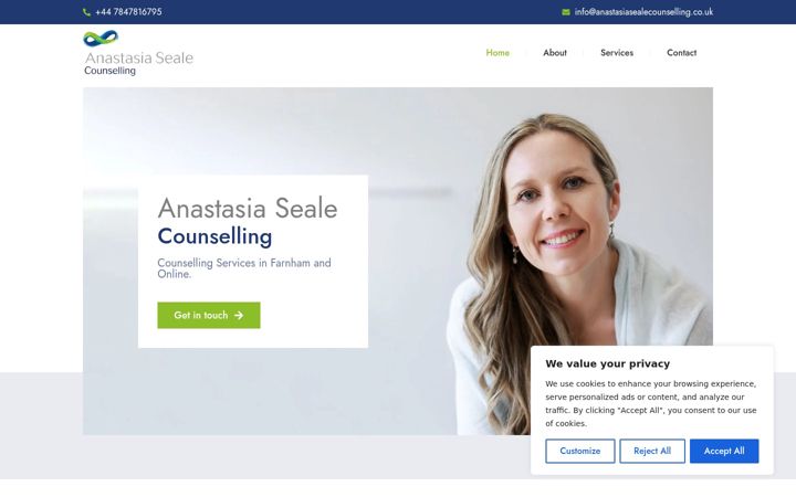 Captură de ecran a anastasiasealecounselling.co.uk