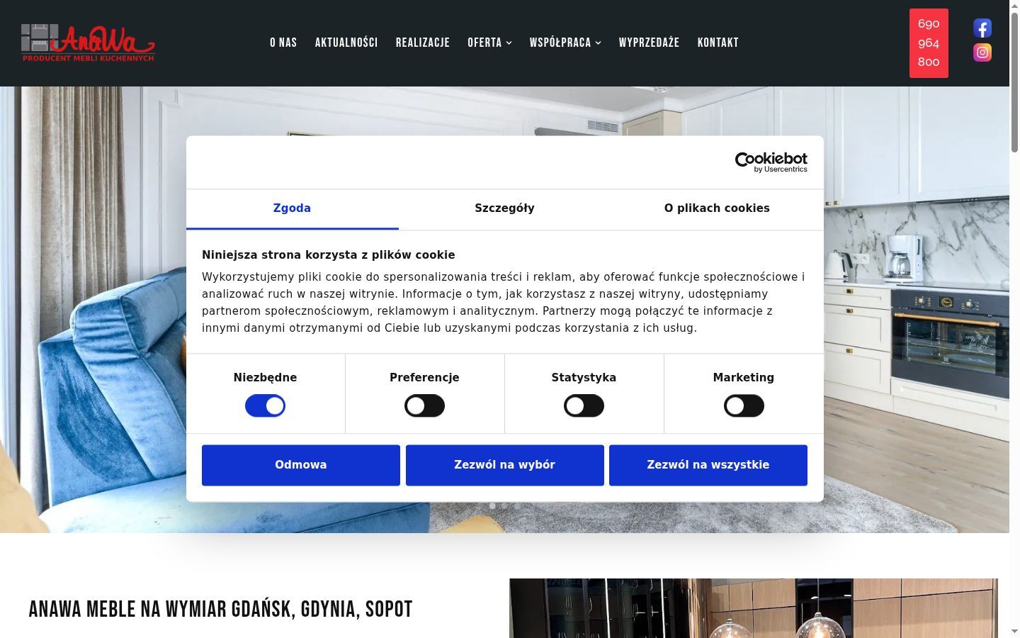 Screenshot tal-banner tal-kunsens muri qabel kwalunkwe interazzjoni