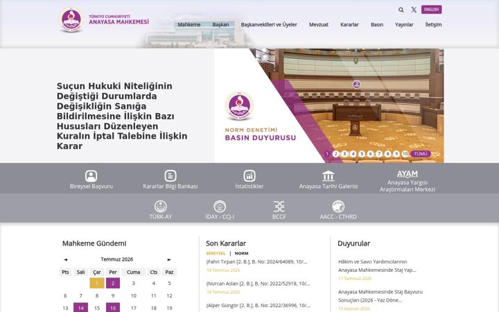 Screenshot of anayasa.gov.tr