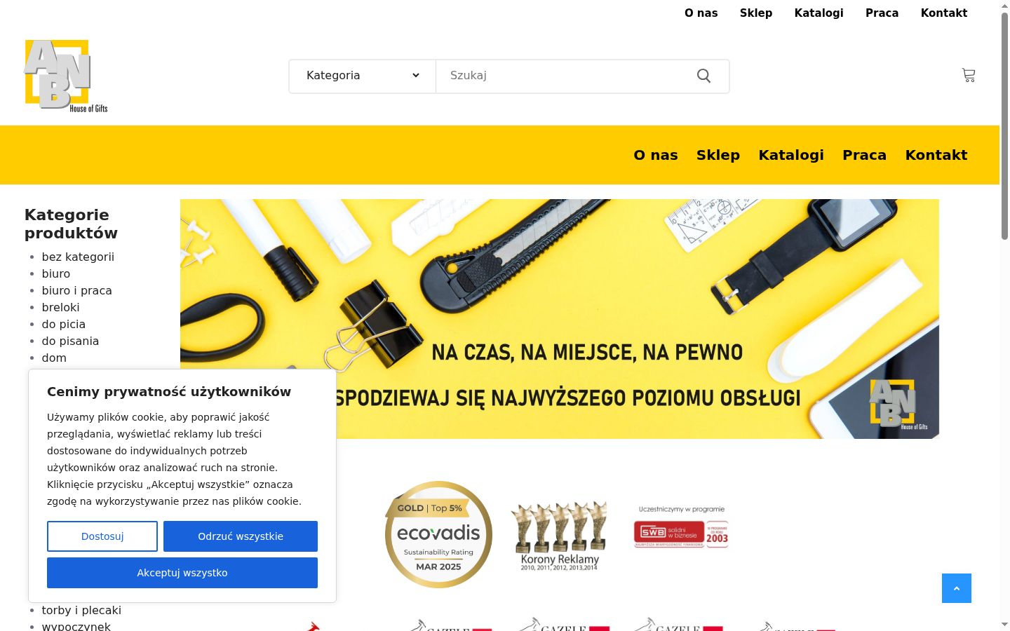 Zrzut ekranu banera zgody wyświetlanego przed jakąkolwiek interakcją