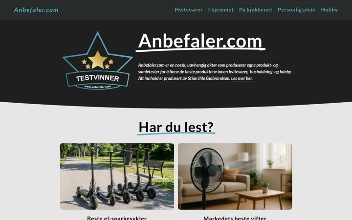 Screenshot of anbefaler.com