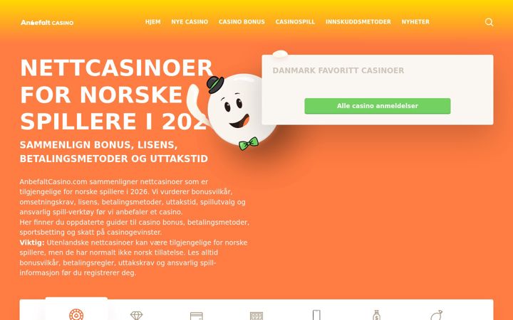 Screenshot of anbefaltcasino.com