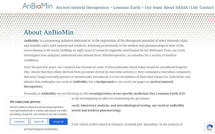 Captură de ecran a anbiomin.co.uk
