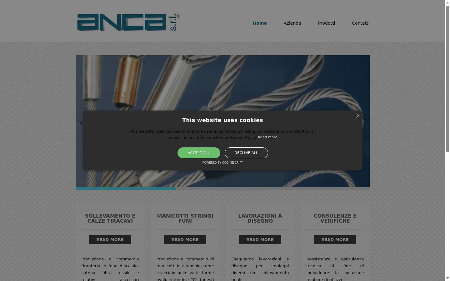 Screenshot del banner di consenso mostrato prima di qualsiasi interazione