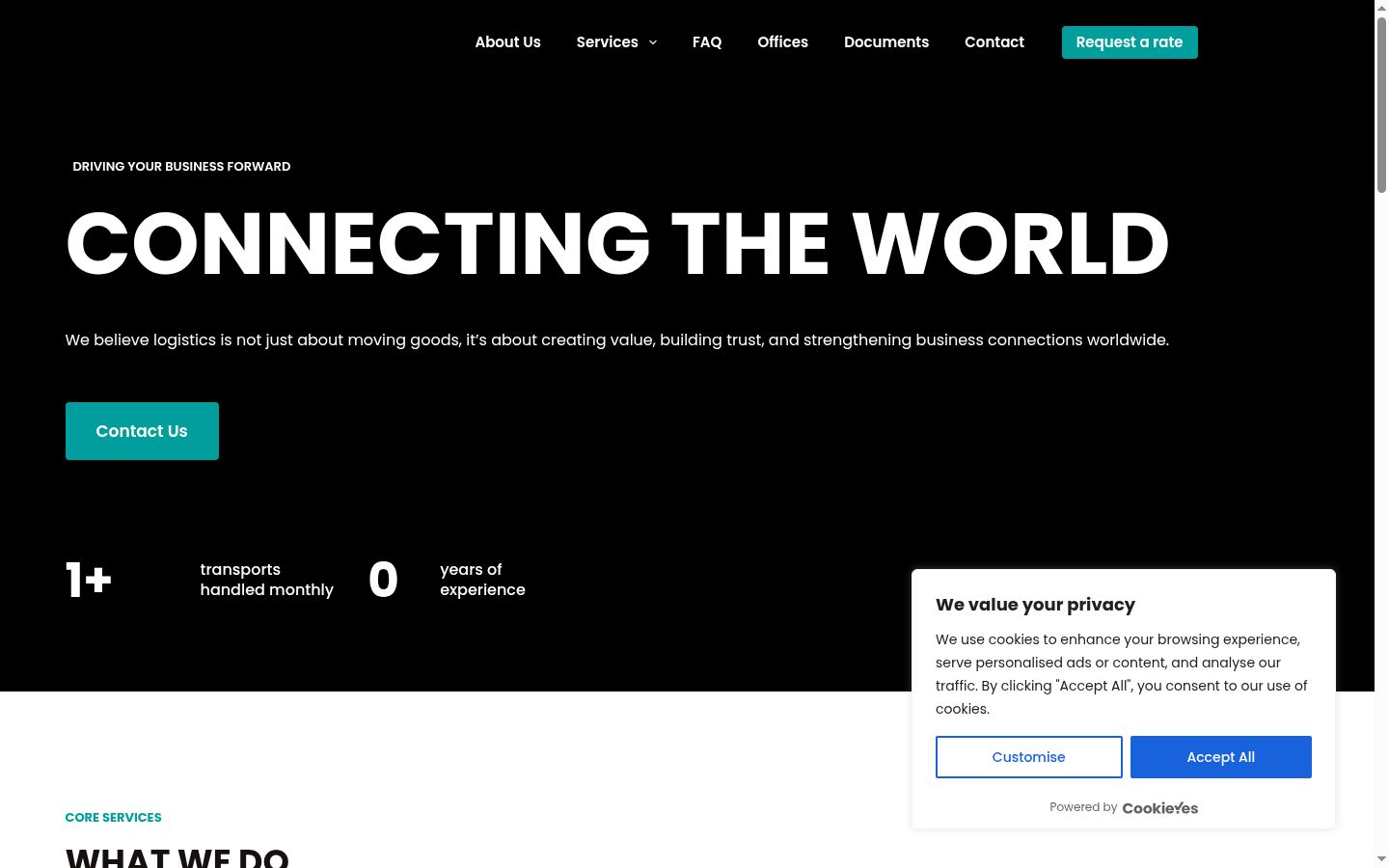Screenshot del banner di consenso mostrato prima di qualsiasi interazione