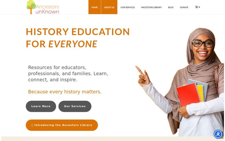 Screenshot of ancestorsunknown.org