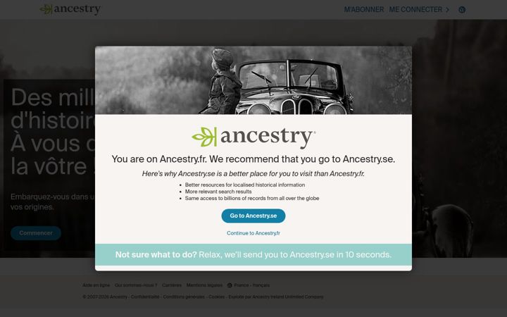 Screenshot of ancestry.fr