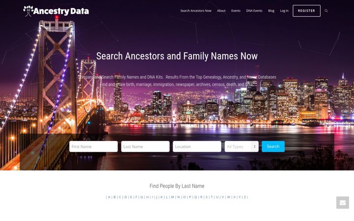 Screenshot of ancestrydata.com