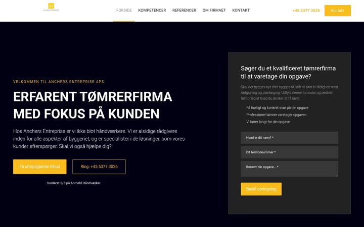 Screenshot of anchersentreprise.dk